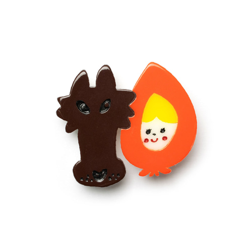 アクリルブローチ（ミズノマサミ） Girl and Wolf-A t-05 日本製