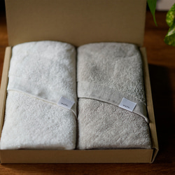 [禮盒 2 件] 洗臉巾，唯一的 100% 亞麻，快乾，抗菌，除臭 / 白色 x 亞麻 z006c-01 ★ 第4張的照片