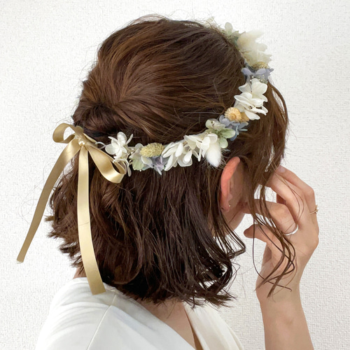 親子2点セット】晴れやかで優しいブルーの花かんむり / プリザーブド  