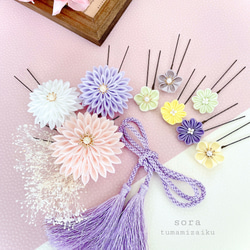 つまみ細工 髪飾り＊愛らしいパステルカラー＊ 成人式 七五三 卒業式