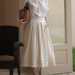 原坯色提花肌理半裙|裙子|夏款|Sora-946 第4張的照片
