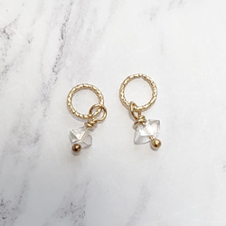 【再販7・受注制作】ハーキマーダイヤモンドのピアスチャーム✩.*˚天然石×14kgf 2枚目の画像