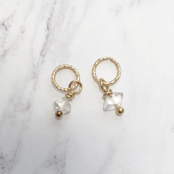 【再販7・受注制作】ハーキマーダイヤモンドのピアスチャーム✩.*˚天然石×14kgf 2枚目の画像