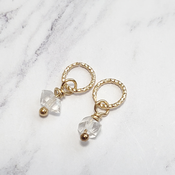 【再販7・受注制作】ハーキマーダイヤモンドのピアスチャーム✩.*˚天然石×14kgf 1枚目の画像