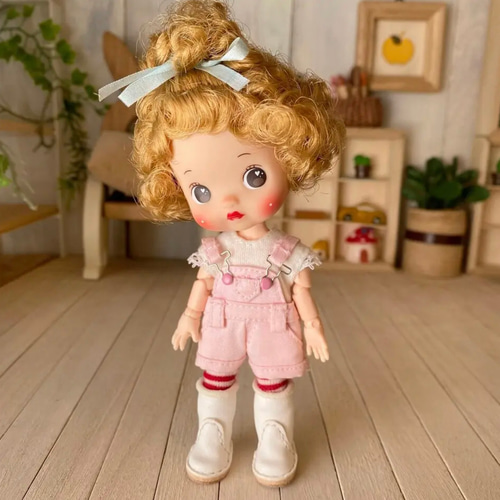 オビツ11&ミディブライス ミニチュア靴 くしゅブーツ 白 その他