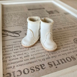オビツ11&ミディブライス ミニチュア靴 くしゅブーツ 白 その他