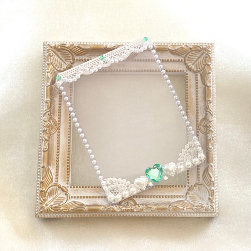 こうちゃ 硬質デコケース グリーン デコ硬質ケース デコトレカケース グリーン 緑色 ハート パール ライン