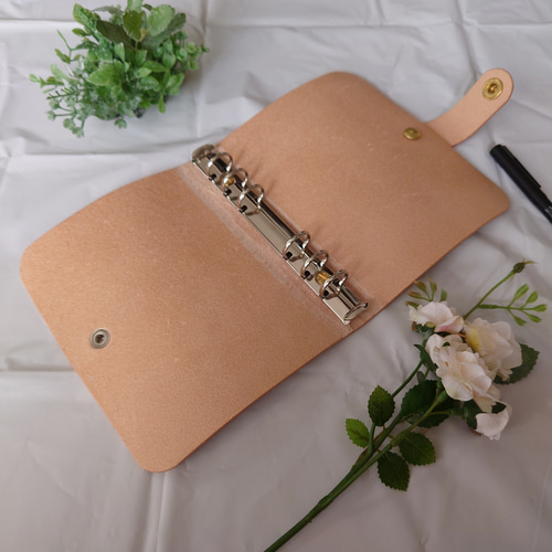真鍮と本革のシステム手帳 フラップベルト式】 バイブルサイズ ナロー