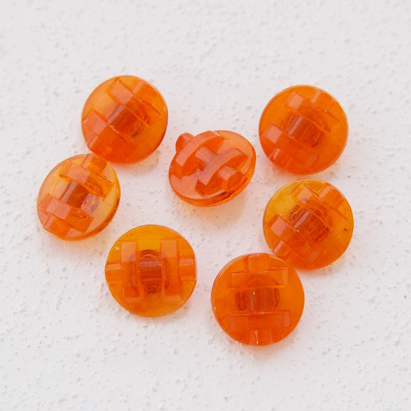 【2個セット】ヴィンテージ チェコ クリアオレンジ ガラス ボタン 13㎜ 1枚目の画像