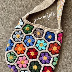 ♪アフリカンフラワーモチーフ編みおしゃれバック トートバッグ