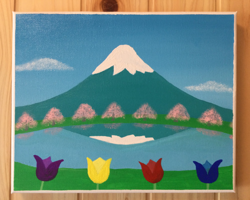 原画。春の富士山。F3号。約220×273mm。 絵画 ネコモトタロウ