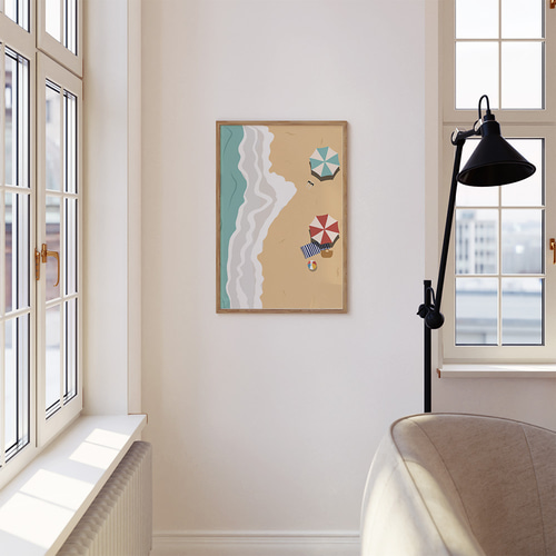 ポスター 夏の海の風景 / i0238 / 砂浜や海岸の波の風景 イラスト