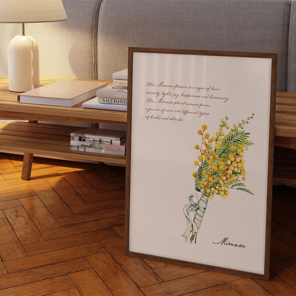 ミモザのポスター　/ i1129 / 黄色くかわいい春のミモザ　ボタニカル　アートポスター 5枚目の画像