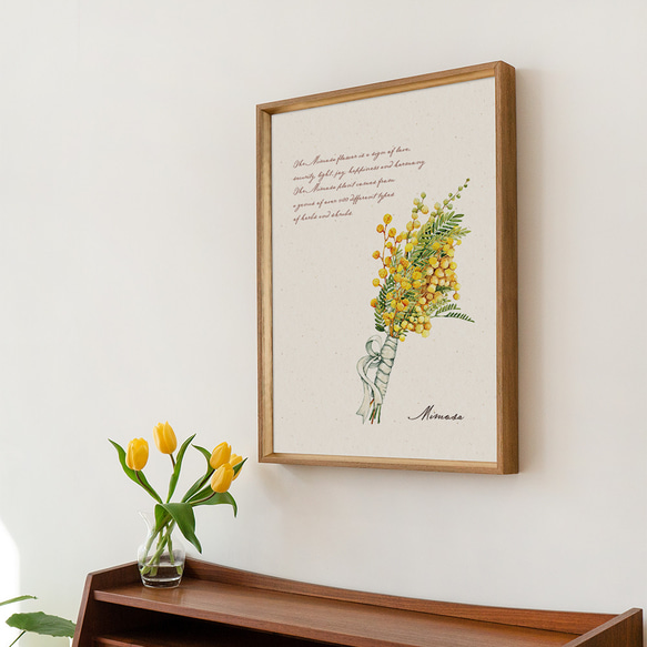 ミモザのポスター　/ i1129 / 黄色くかわいい春のミモザ　ボタニカル　アートポスター 15枚目の画像