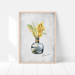 ミモザのポスター　/ i1128 / 黄色くかわいい春のミモザ　ボタニカル　アートポスター 13枚目の画像