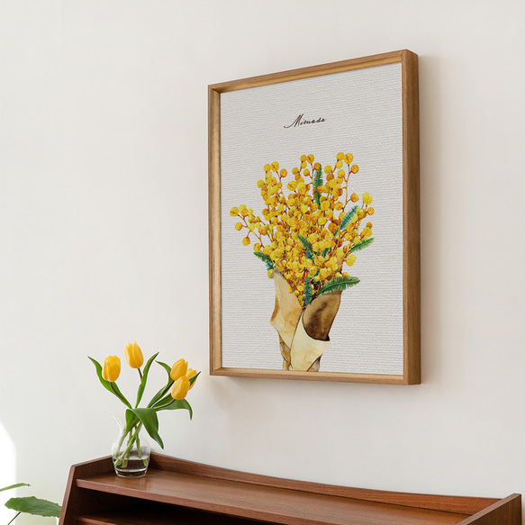 ミモザのポスター　/ i1127 / 黄色くかわいい春のミモザ　ボタニカル　アートポスター 12枚目の画像