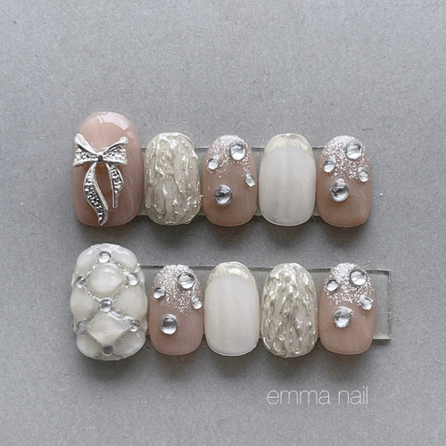 オーダーネイルチップ　ニュアンス夏ネイルワンホン推しネイルシェルネイルno.72 オーダーネイルチップ ニュアンス夏ネイルワンホン推しネイル