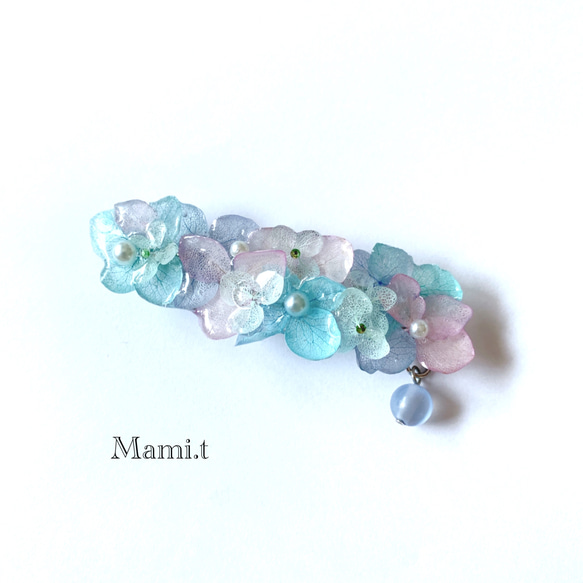 《Mami.t》  本物の紫陽花バレッタ 1枚目の画像