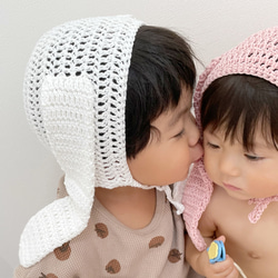 手編みのニューボーンフォト衣装セット｜くま耳・うさ耳帽子付き｜出産祝い・おうち撮影にもおすすめ　 10枚目の画像