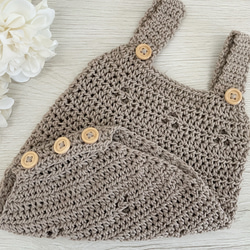 手編みのニューボーンフォト衣装セット｜くま耳・うさ耳帽子付き｜出産祝い・おうち撮影にもおすすめ　 9枚目の画像