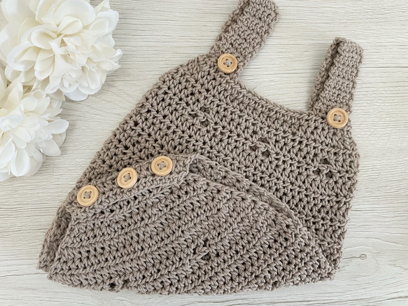 手編みのニューボーンフォト衣装セット｜くま耳・うさ耳帽子付き｜出産祝い・おうち撮影にもおすすめ　 9枚目の画像