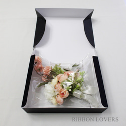 【リボンの薔薇】リボンローズの仏花(サーモンピンク) 3枚目の画像