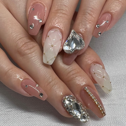 ネイルチップ ワンホン ハート キルティング ビジュー 1efb11d4be87fdbabbb245fa294897