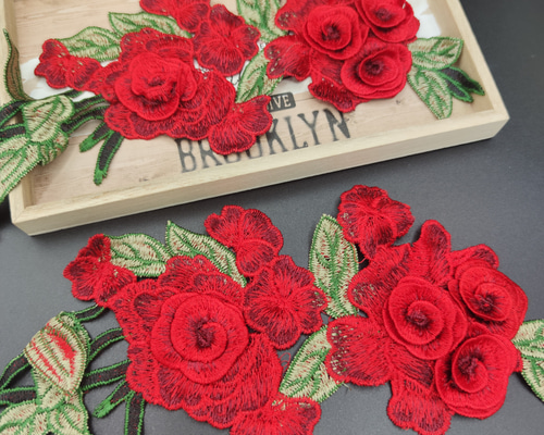早割ex 2枚 ケミカルモチーフ 刺繍 花 C品番YZ1118r 薔薇 レース 飾り 置物