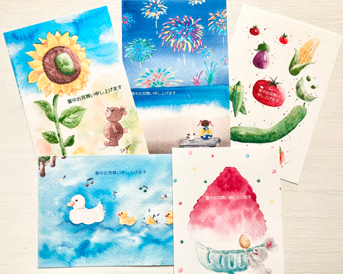 春霞にうっとりと咲いて　sizeポストカード　水彩画 線画 原画 春のポストカード 桜 水彩イラスト絵葉書 : ポストカードと和