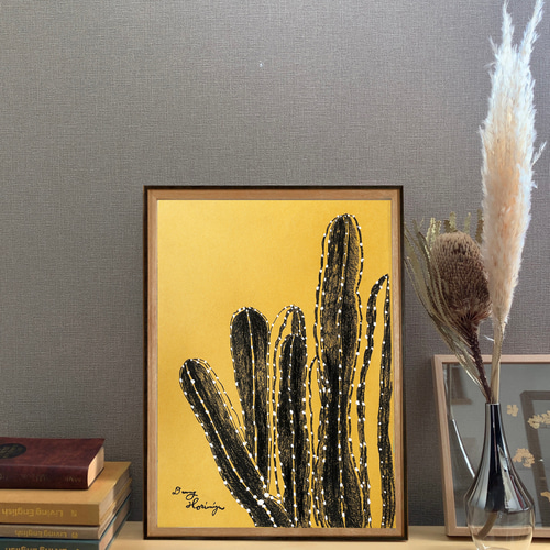 絵画 933 油絵/抽象画風/自然の造形/サボテン/さぼてん/S12号 柱サボテン家族 【原画/A3サイズ】 絵画 DENNY HORIMIZU 通販 13938589