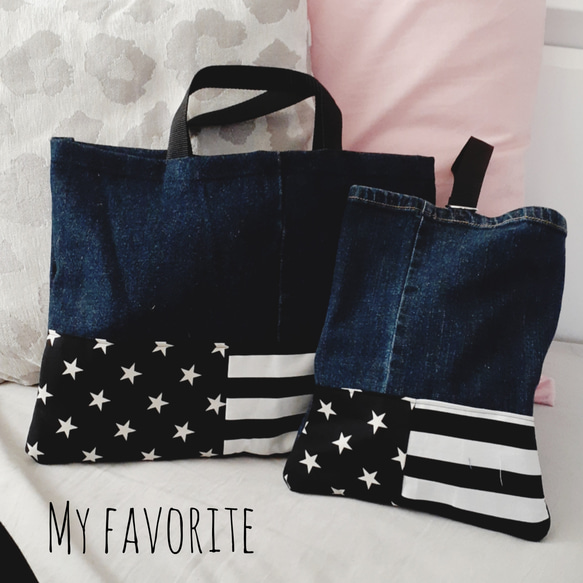 レッスンバッグ&体操着袋セット アメリカン 入園準備 入園グッズ 入学  