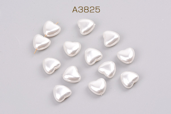 A3825 60個 パールビーズ ABS樹脂パールビーズ ハート型 11×12mm