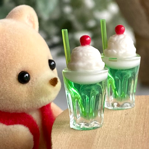 70 ＊メロンクリームソーダ バニラアイス＊ 2個セット ミニチュア 