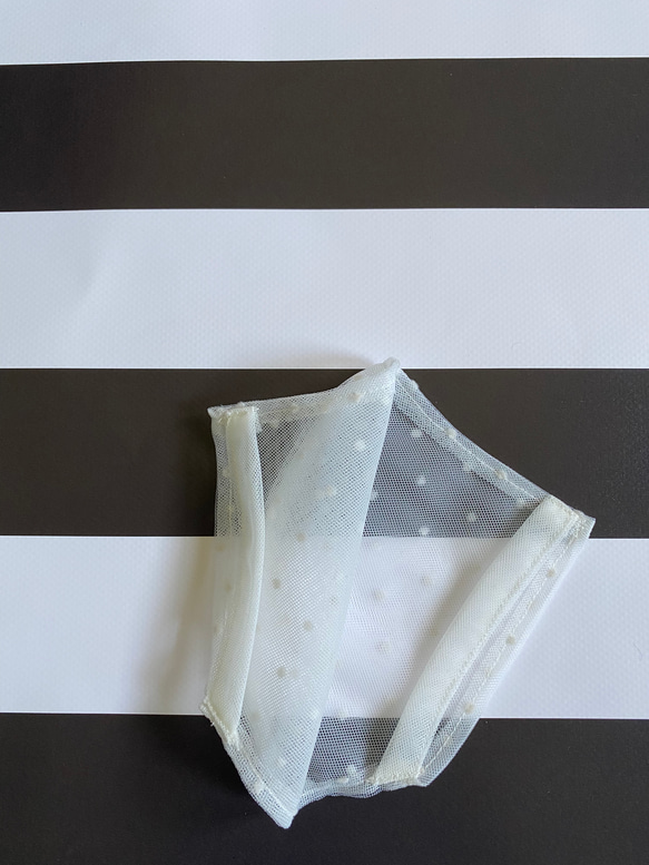 立体マスクカバー（ホワイト×フロッキードット） 3枚目の画像