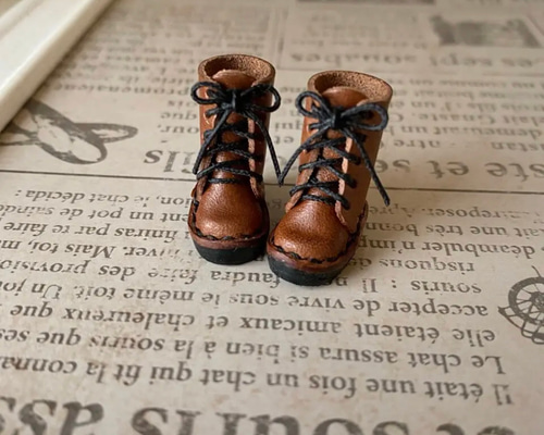 ポップマートブライス ねんどろいど ドール靴 Lタイプ チョコ×靴紐黒