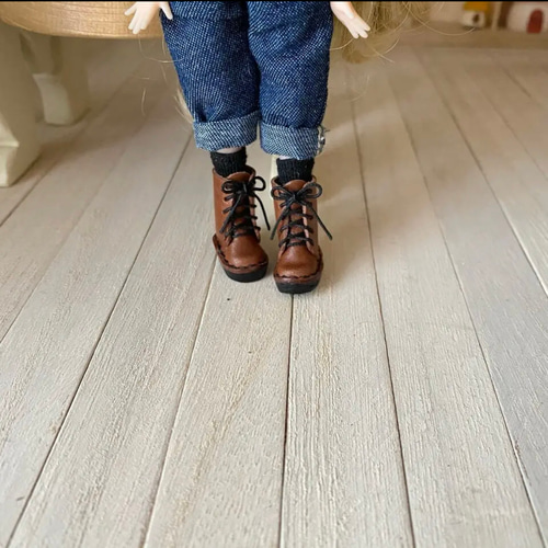 ポップマートブライス ねんどろいど ドール靴 Lタイプ チョコ×靴紐黒