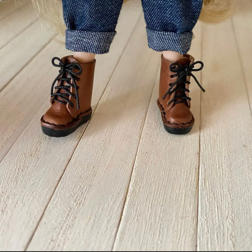 ポップマートブライス ねんどろいど ドール靴 Lタイプ チョコ×靴紐黒