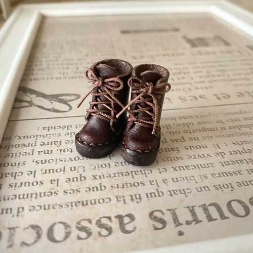 ポップマートブライス ねんどろいど ドール靴 Lタイプ こげ茶 靴紐黒or