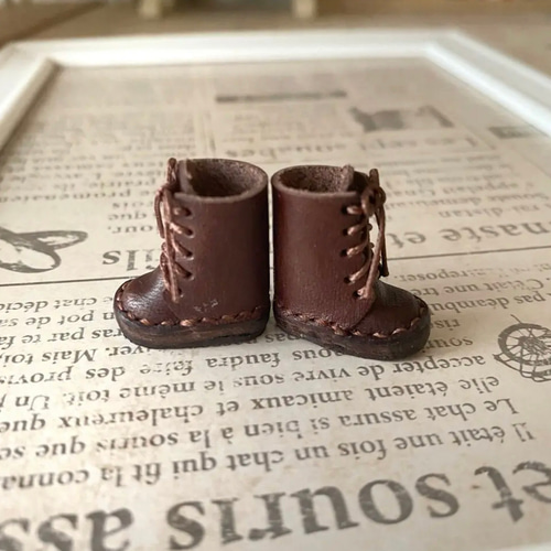 ポップマートブライス ねんどろいど ドール靴 Lタイプ こげ茶 靴紐黒or