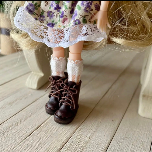 オビツ11 ねんどろいどどーる ポップマートブライス cocoriang 靴 ポップマートブライス ねんどろいど ドール靴 Lタイプ チョコ×靴紐黒