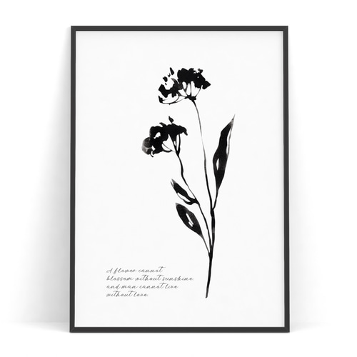 モノクロポスター 【 A flower 】 アートでお部屋の模様替え 北欧 白黒