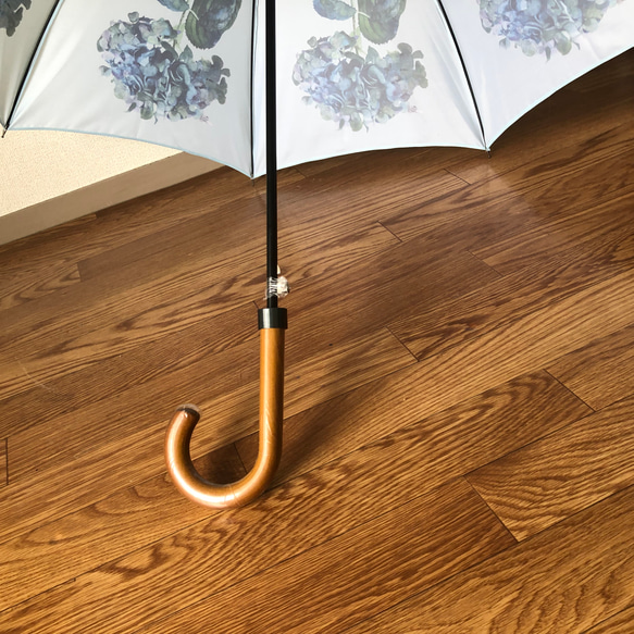 紫陽花ハンドメイド2024【受注生産】イギリス製　ターコイズウォータードロップの雨傘 10枚目の画像
