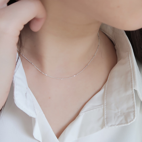 925スターリングシルバースパークリングファインネックレス鎖骨