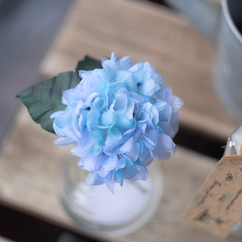 帽子コサージュあじさい染め布花冬の紫陽花雨上がりの庭