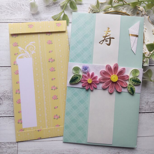 クイリング/ご祝儀袋/ウエディング/ペーパーフラワー ペーパークイリングのワンタッチ御祝儀袋 - bonvivant gallery | minne