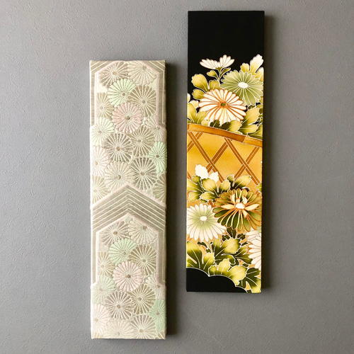 着物・帯リメイク素材 黒地に鶴と金色花柄 袋帯 着物・帯リメイク素材