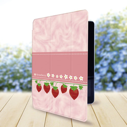 【苺（Strawberry）】手帳型iPadケース（片面印刷/カメラ穴あり/はめ込みタイプ） 2枚目の画像