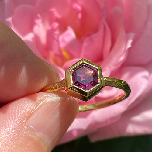 ロードライトガーネット 美しい6角形 シルバーSV925リング 指輪