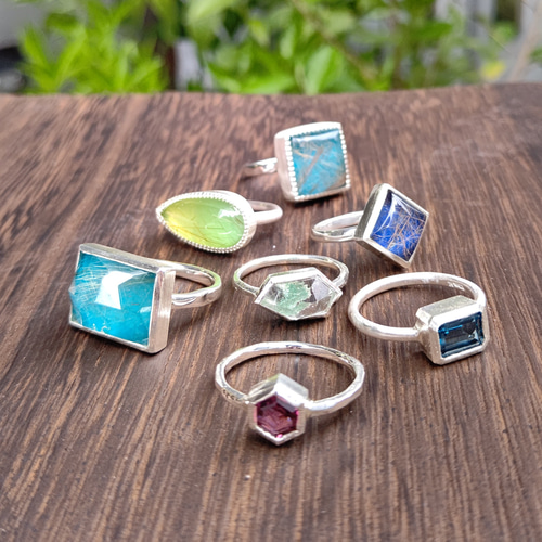 ロードライトガーネット 美しい6角形 シルバーSV925リング 指輪