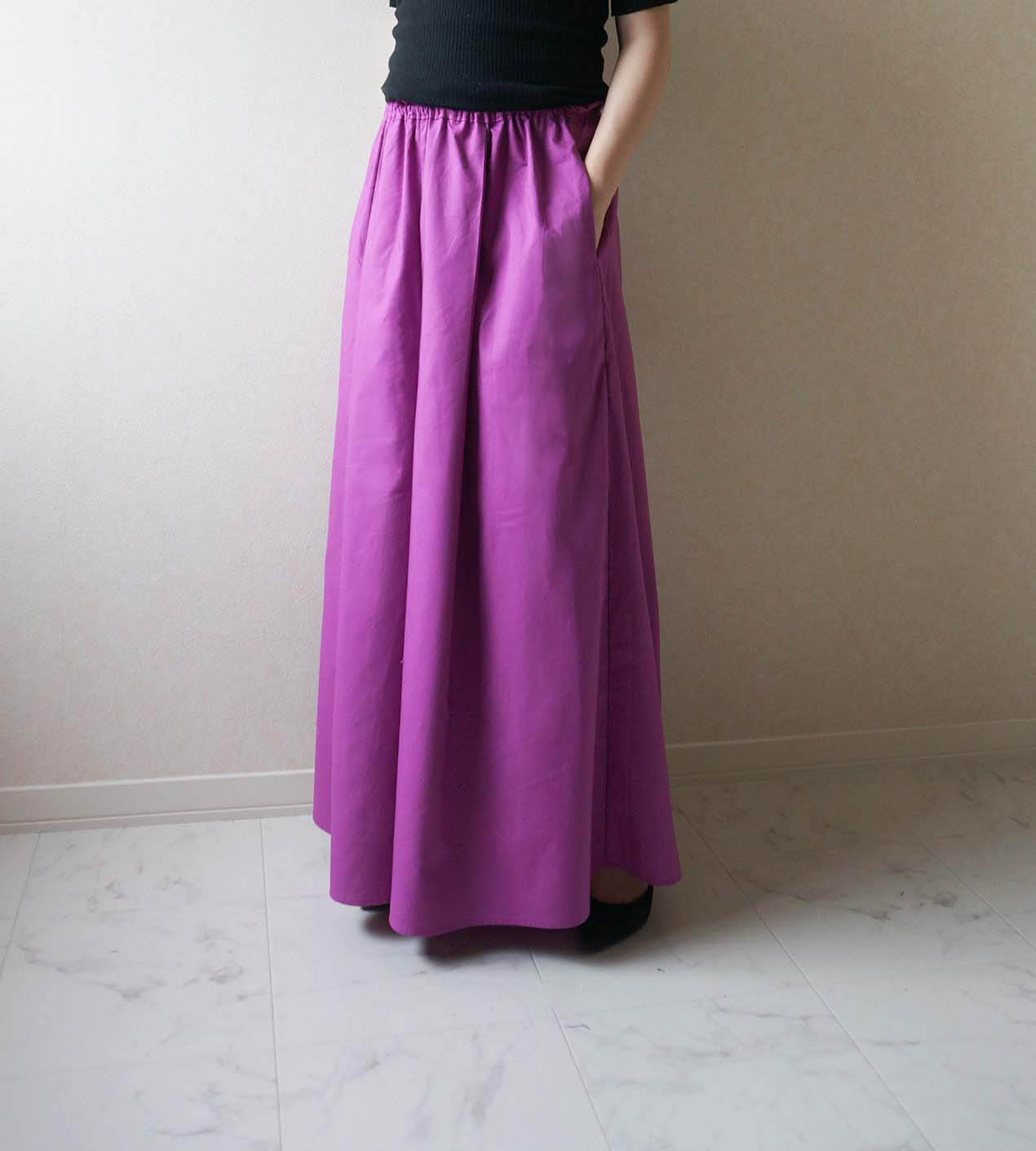 ピンクパープルタックワイドパンツ